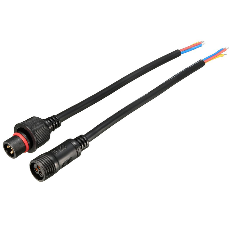 Male Female 20AWG 3 Terminal Waterproof Connector Cable Black for WS2812B LED Strips Light